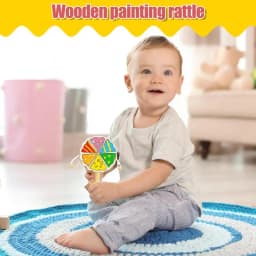 Drum Toy For Kid Flower Shape DIY Rattle Drum Boys & Girls Creative Percussion Instrument Portable Drum Toy For Kindergarten Art