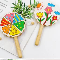Drum Toy For Kid Flower Shape DIY Rattle Drum Boys & Girls Creative Percussion Instrument Portable Drum Toy For Kindergarten Art