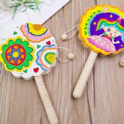 Drum Toy For Kid Flower Shape DIY Rattle Drum Boys & Girls Creative Percussion Instrument Portable Drum Toy For Kindergarten Art