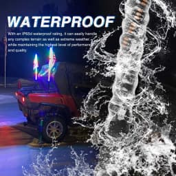 2pcs 2FT RGB Waterproof LED Whip Light Multi-Color Flagpole Lamp Bowlight for Offroad Sand Rails Buggies SxS ATV/UTV RZR Trucks