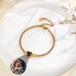 Personalized Custom Projection Photo Bracelet For Women Men Couple Stainless Heart Bracelet Memorial Valentines Day Gift Jewelry