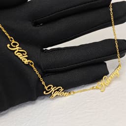 DOREMI Multi Names Stainless Steel Waterproof Personalized Necklace Mini Names Cursive Necklace