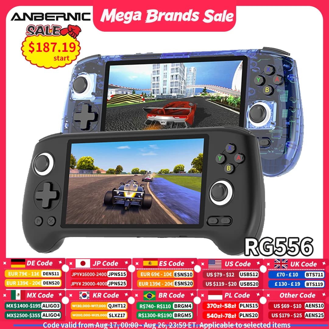 Anbernic RG556 Retro Handheld Game Console Android 13 System 5.48 inch AMOLED Screen T820 Video Player Built-in Hall Trigger Fan