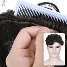 TESS Toupee Men 0.1mm PU Base Wig Man 75g Natural Hair Wig 100% Male Replacement System Prothesis Invisible Brazil Hairpiece