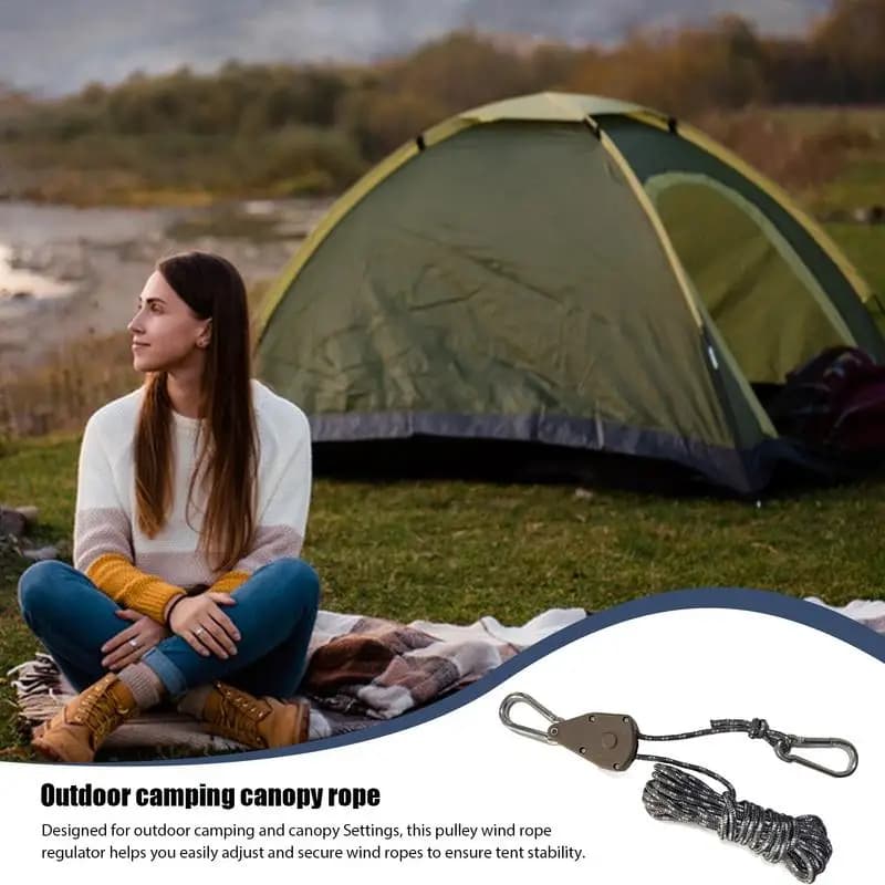 Rope For Camping Outdoor Rope Camping Rope Camping Cord Weatherproof Hiking Rope Adjustable Strong Rope With Pulley Tent Rope