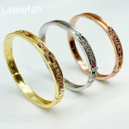 Lateefah Personality Slider Bangle Roman Numeral Women Bangle Sliding Zircon Letters Symbol Number Charms Accessories