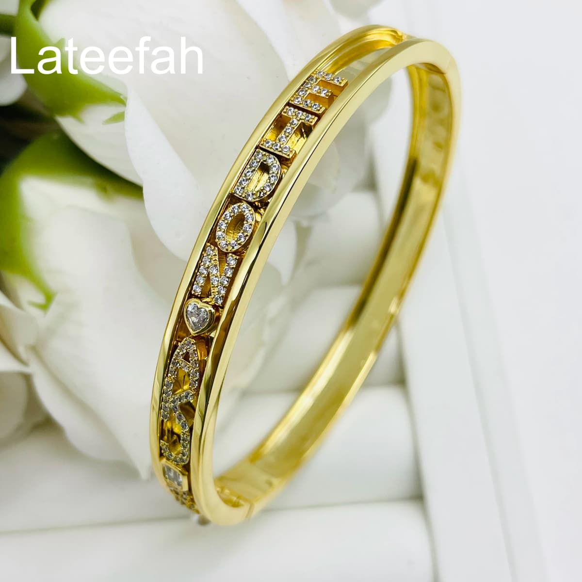 Lateefah Personality Slider Bangle Roman Numeral Women Bangle Sliding Zircon Letters Symbol Number Charms Accessories