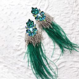 Stonefans Green Feather Exaggerated Tassel Earrings Accessories Vintage Women Statement Jewelry Holiday Party Gifts Wholesale