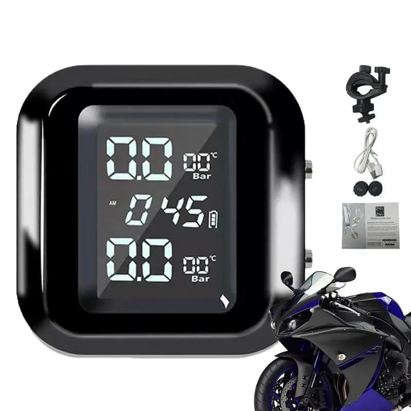 Tire Pressure Monitor Waterproof Motorcycle TPMS System High Precision LCD Display Real-time Monitoring Motorcycle Accessories