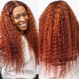 4/350 Highlight Water Wave 13x6 HD Lace Frontal Wigs 200% Ombre Ginger Human Hair Wig Color Deep Curly Wigs 13x4 Lace Front Hair