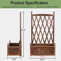 Raised Garden Bed Elevated Wood Planter Box with Trellis for Growing Fresh Herbs Flowers