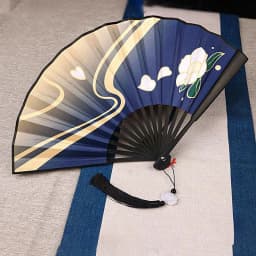 Anime Handheld Fan Exquisite Pattern Foldable Fan Christmas Silk Cloth Cooling Fan Two-Dimensional For Stage Performance