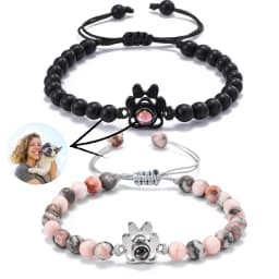 Beaded Personalized Photo Projection Bracelet Custom Photo Dog Paw Bracelet Pet Photo Necklace Cat PawPendant Commemorative Gift