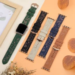 Leather+Silicone for Apple Watch Band 45mm 44mm 40mm 49mm 41mm 38mm Glossy Floral bracelet iwatch series 9 8 7 se ultra 2 strap