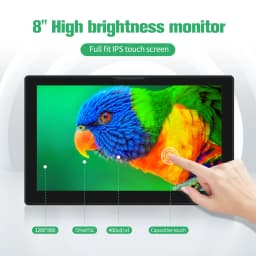 Unew 8 inch Raspberry Pi Monitor 1280x800 16:10 HDMI for Raspberry Pi 5 4 3 Orange Banana Pi DIY Projects Touchscreen Display