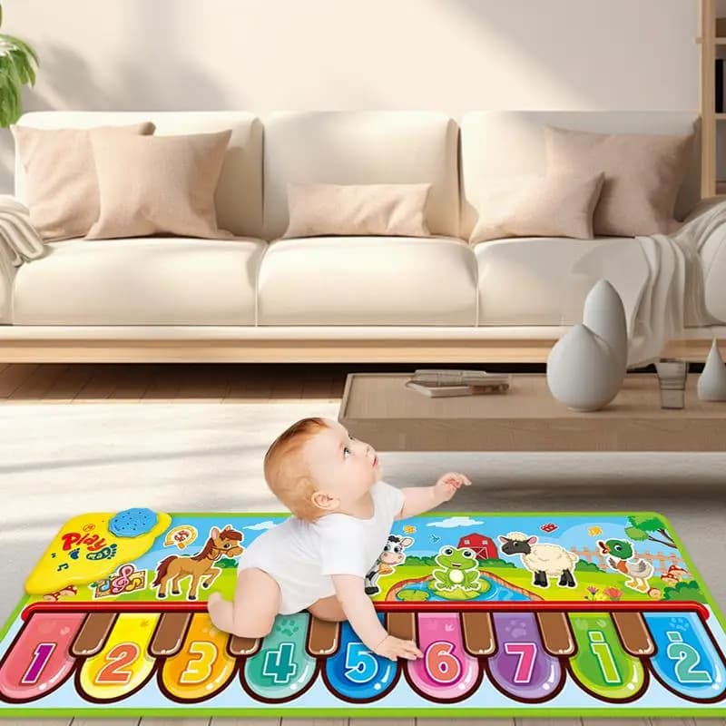 Piano Keyboard Mat 33 X 11 Inches Floor Keyboard Mat Kids Touch Dancing Mat Animal Sounds Adjustable Volume Non-Slip For
