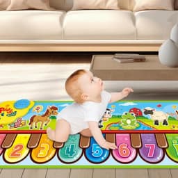Piano Keyboard Mat 33 X 11 Inches Floor Keyboard Mat Kids Touch Dancing Mat Animal Sounds Adjustable Volume Non-Slip For