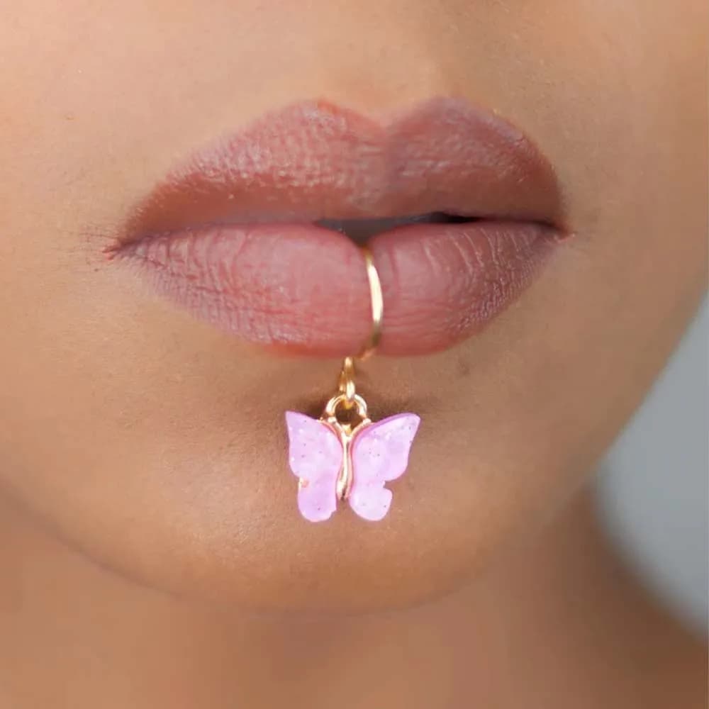 Stonefans New Butterfly Lip Cuff No Piercing Needed Fake Lip Ring Body Jewelry Sexy Fashion Rhinestone Lip Studs Party Gift Rave