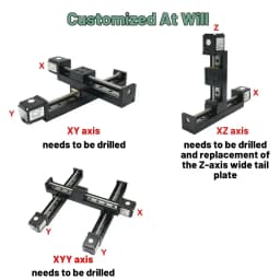 Motorized Slide Table T-type Linear Guide Rail Stage Mini Sliding Table Motor Drive Kit Electric Linear Module Z Axis 50-300mm