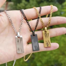 HAOHUPO Personalized Eyes Photo Fashionable Couple Necklace Customized Pendant Engravable Picture Stainless Steel Gifts for Boy