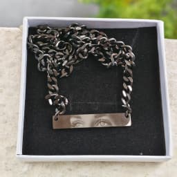 HAOHUPO Personalized Eyes Photo Fashionable Couple Necklace Customized Pendant Engravable Picture Stainless Steel Gifts for Boy