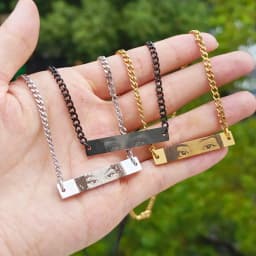 HAOHUPO Personalized Eyes Photo Fashionable Couple Necklace Customized Pendant Engravable Picture Stainless Steel Gifts for Boy