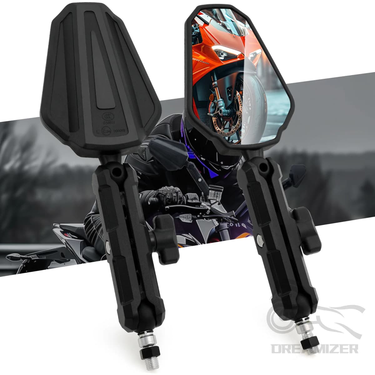 Universal Motorcycle Mirrors Angle Adjustable Folding Handlebar Side Mirror Compatible With Adventure Dirt Street Bike ATV