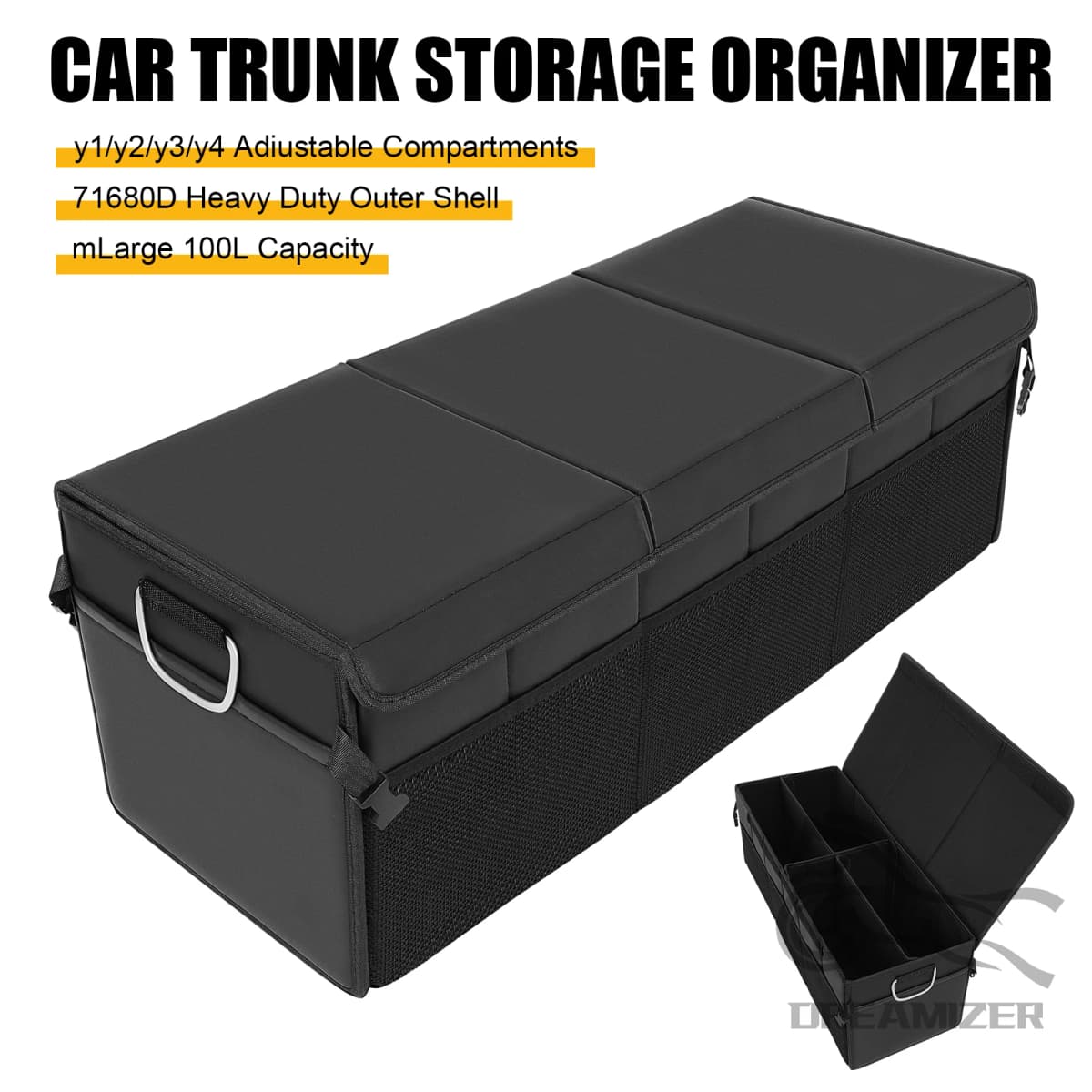 Car Organizer Trunk Storage Bag Large Capacity Auto Multiues Tools Stowing Tidying Car Trunk Fold Up Bag Box 3-in-1