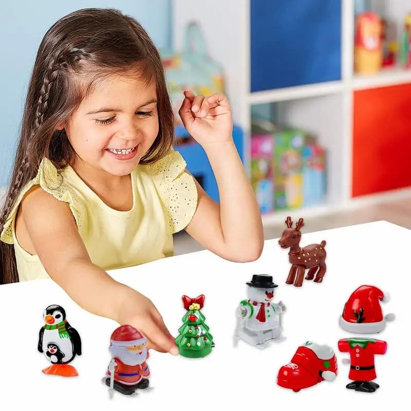 Wind Up Toys 8X Wind Up Christmas Jumping Toy Christmas Small Toys Party Favors Assorted Hand Clockwork Toy For Classes Kids