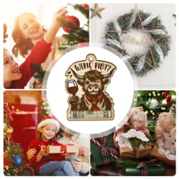 Money Holder Christmas Tree Ornament Highland Cattle Christmas Money Holders For Cash Wooden Christmas Tree Wallet Ornament