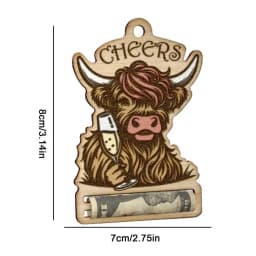 Money Holder Christmas Tree Ornament Highland Cattle Christmas Money Holders For Cash Wooden Christmas Tree Wallet Ornament