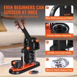 SucceBuy Button Maker 25/32/58 Pin Maker with Button Parts Ergonomic Arc Handle Punch Press Kit Button Maker Machine