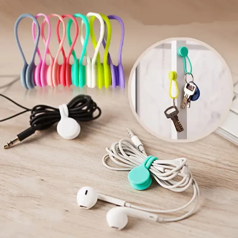 Silicone Magnet Hub, Round Identification Marks And Wire Labels For Electronics Reusable Organizer Cables, Safety Straps For Ear