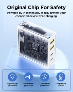 PISEN 120W GaNUSB C Charger comes with a 6-foot USB-C to C cable for MacBook Pro/Air, Pixelbook, iPad, iPhone series, Samsung