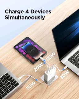 PISEN 120W GaNUSB C Charger comes with a 6-foot USB-C to C cable for MacBook Pro/Air, Pixelbook, iPad, iPhone series, Samsung