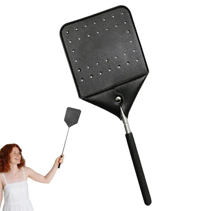 Fly Swatter Heavy Duty Retractable Flyswatter With Steel Handle Handheld Zapper Racket With Metal Handle Flying Catcher Tool For