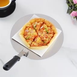 Stainless Steel Pizza Peel, Foldable, Multi-functional Cake Transfer Shovel with Large Round Blade - Durable Tool for Easy Pizz