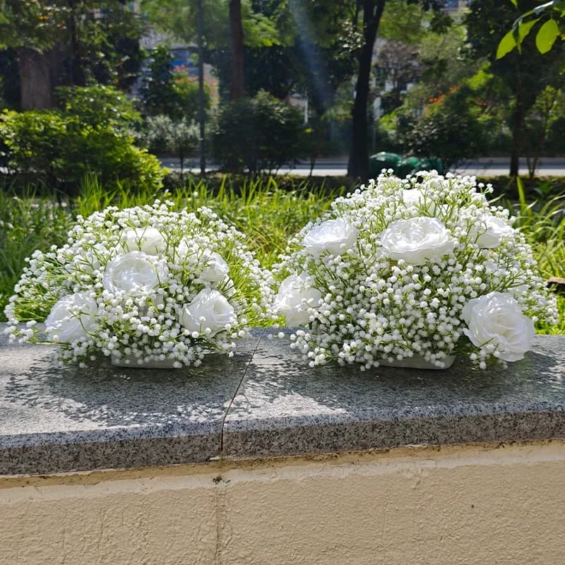 Artificial Flowers Outdoor Wedding Decoration Flower Ball Photo Background Babysbreath Silk Hydrangea Flower Bunch Garden Decor
