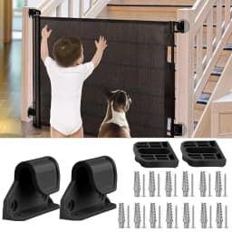 Baby Gate Parts Hardware Set for Retractable Gate Latches Brackets Screws Extensions Stair Components for Nursery Room Kitchen