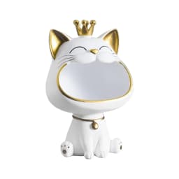 Lucky Cat Statue Decoration Resin Big Mouths Cat Statue Creative Laughing Cat Key Box Cute Desktop Storage Accessories