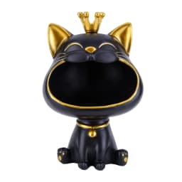Lucky Cat Statue Decoration Resin Big Mouths Cat Statue Creative Laughing Cat Key Box Cute Desktop Storage Accessories