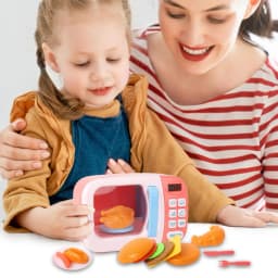 Microwave Toy Pretend Kitchen Food Toy With Light & Sound Interactive Realistic Timer Microwave For Baby Role Play Home