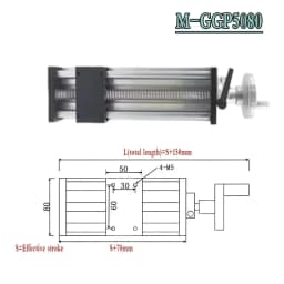 100mm-300mm Stroke SFU1605 C7 Ballscrew Manual Linear Actuator Sliding Table Stage Handwheel Linear Rail for CNC 3D Printer 60KG