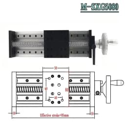 100mm-300mm Stroke SFU1605 C7 Ballscrew Manual Linear Actuator Sliding Table Stage Handwheel Linear Rail for CNC 3D Printer 60KG