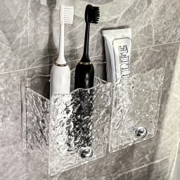 1pc Clear Ripple Wall-Mounted Bathroom Toothbrush Toothpaste Holder, Comb Rack, Versatile Organizer - No-Drilling, Ideal for Was