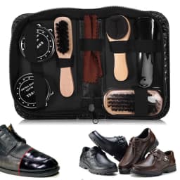 8PCS Leather Shoes Care Tool Kit with Black & Neutral Polishes - Shoe Polish Set for Boot Cleaning & Polishing