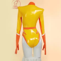 USA Stock MOBBUNNY Women Princess Derivative Lingerie Set Racing Suit Striped Cutout Bodysuit with Belt Gloves Cosplay Costume