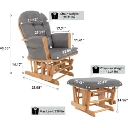 Brisbane Nursery Glider Ottoman Sets Glider Recliner Nursery Rocking Chair Rocker with Ottoman Reclining Gliders Chairs for Brea