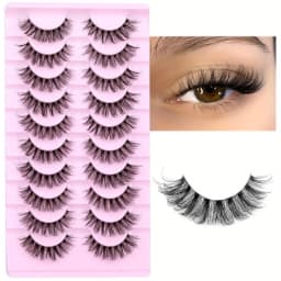 60Pairs/6Pack Natural Fluffy False Eyelashes Wispy Lashes 3D Volume Strip Lashes D Curl Fake Eyelashes with Clear Band Eye Lash