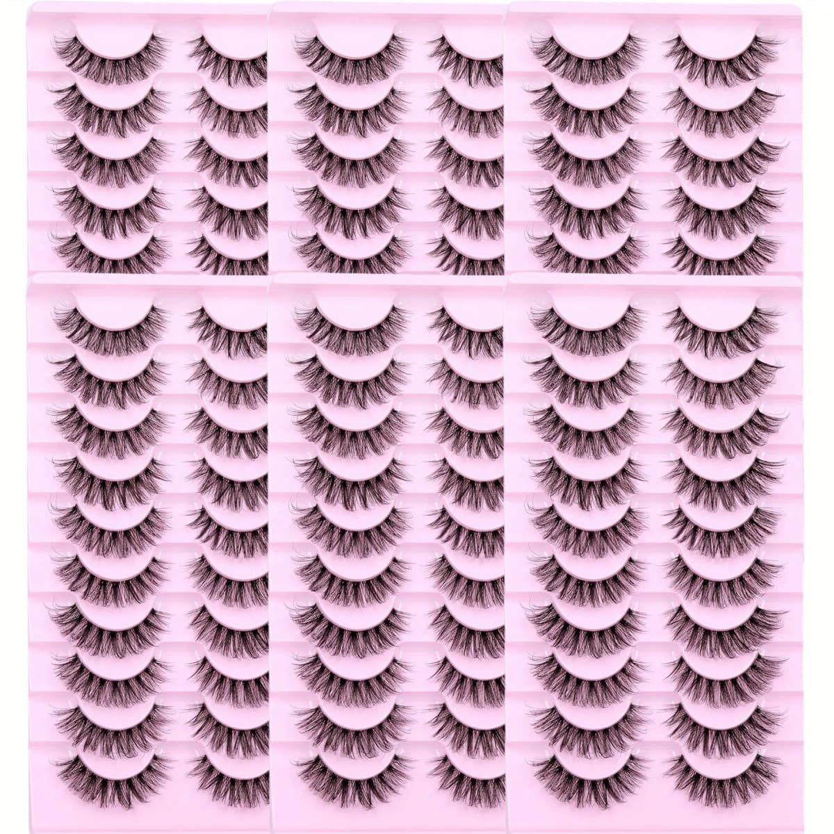 60Pairs/6Pack Natural Fluffy False Eyelashes Wispy Lashes 3D Volume Strip Lashes D Curl Fake Eyelashes with Clear Band Eye Lash